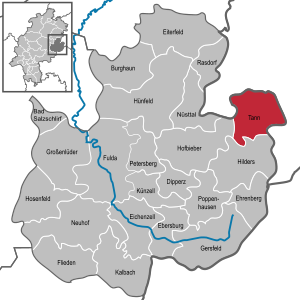 Li position de Tann (Rhön) in li Subdistrict Fulda