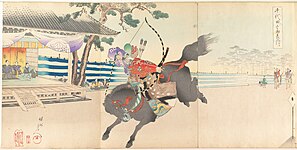 江戸時代の流鏑馬上覧（『千代田之御表』より。明治30年(1896年)発行。揚洲周延作画。