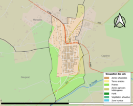 Carte en couleurs présentant l'occupation des sols.