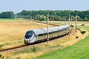 17. KW Der Alstom AGV auf dem Eisenbahnversuchsring Velim nahe Poděbrady, Tschechien, im Juli 2009.