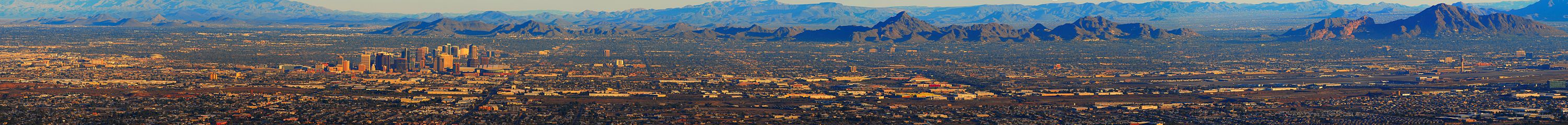 A panoramic view of Phoenix from the South Mountain Range, Winter 2008