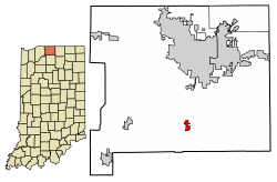 Location of Lakeville in St. Joseph County, Indiana.