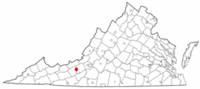 Locatie van Radford in Virginia