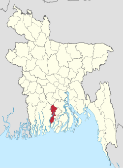 Bản đồ thể hiện vị trí của huyện Pirojpur ở Bangladesh