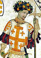 Godofredo de Bouillón vestido con el tabardo del Reino de Jerusalén.