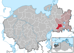 Elhelyezkedése Mecklenburg-Elő-Pomeránia térképén