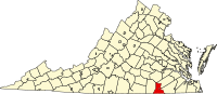 Locatie van Greensville County in Virginia