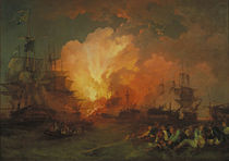 L’explosion de l’Orient vue par Philip James de Loutherbourg en 1800. Ce tableau moins connu que le précédent insiste sur le caractère apocalyptique de l’explosion.