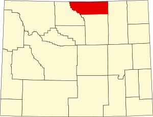 Map of Wyoming highlighting Sheridan County