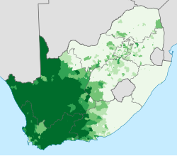 Províncias da África do Sul em que falantes nativos de africâner são maioria