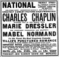 Advertisement for Tillie's Punctured Romance, with Charlie Chaplin, 1915