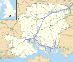 Mapa konturowa Hampshire, w centrum znajduje się punkt z opisem „Katedra pod wezwaniem Trójcy Świętej, śś. Piotra i Pawła i św. Swituna w Winchesterze”