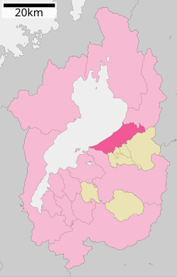 Location of Hikone in Shiga Prefecture