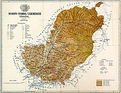 Maros-Torda vármegye domborzati térképe