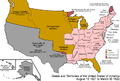 Image 28The states and territories of the United States as a result of Missouri's admission as a state on August 10, 1821. The remainder of the former Missouri Territory became unorganized territory. (from Missouri)