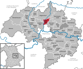 Poziția Zeitlarn pe harta districtului Regensburg