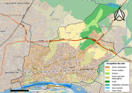 Carte des infrastructures et de l'occupation des sols de la commune en 2018 (CLC).