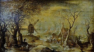 Paysage de neige au moulin à vent, vers 1600, musée des Beaux-Arts de Chartres.