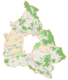 Mapa konturowa gminy wiejskiej Kłodzko, po lewej nieco na dole znajduje się punkt z opisem „Stary Wielisław”