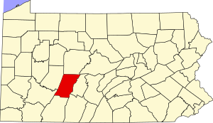 Map of Pennsylvania highlighting Cambria County