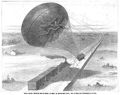 Gefährliche Lage des Ballons Le Géant auf hannoverischem Boden, Grafik in der Illustrirten Zeitung, 1863
