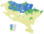 Fördelning av talare av baskiska i den autonoma regionen Baskien och Navarra 2001