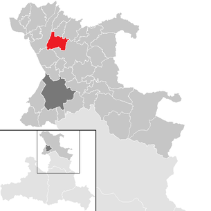 Lage der Gemeinde Obertrum am See im Bezirk Salzburg-Umgebung (anklickbare Karte)