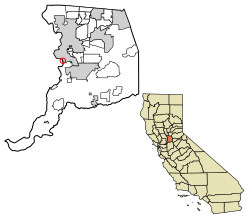 Location of Freeport in Sacramento County, California.