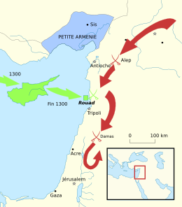 Carte de l'offensive franco-mongole de 1300