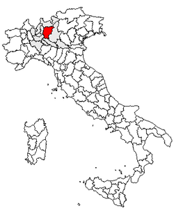 Kartet viser Provinsen Bergamos plassering i Italia