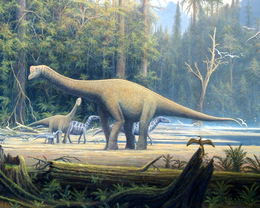 Europasaurus holgeri rekonstruált képe (iguanodonokkal).
