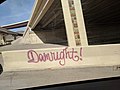 Highway graffiti in El Paso, Texas.