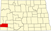 Locatie van Slope County in North Dakota