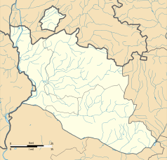 Mapa konturowa Vaucluse, na dole nieco na lewo znajduje się punkt z opisem „Cavaillon”