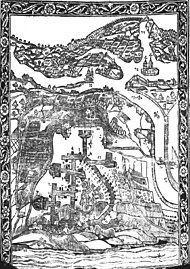 Athanase Kalnofoïski: Plan mit dem Kiewer Höhlenkloster, 1638