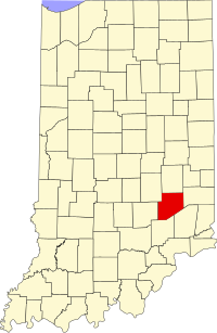 Locatie van Decatur County in Indiana