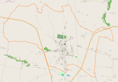 Mapa konturowa Pacanowa, w centrum znajduje się punkt z opisem „Bazylika św. Marcina w Pacanowie”