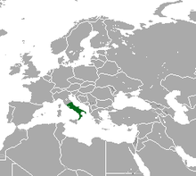 Carte d'Eurasie avec une large tache verte sur l'Italie