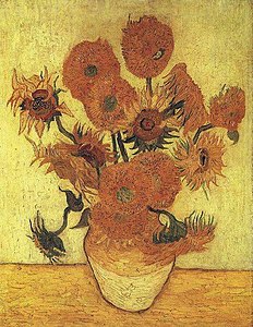 Jarrón con catorce girasoles (F457, JH1666), óleo, 100,5 x 76,5 cm, Arlés, enero de 1889. Sompo Japan Museum of Art, Tokio, Japón.