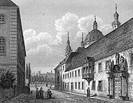 Priesterseminar und Bibliothek in Fulda, Stahlstich um 1850