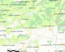 Mapa obce Villeneuve-Minervois