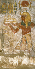 Afbeelding van Ramses III in de tempel van Khonsu