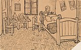 Vincent's Bedroom in Arles, Letter Sketch October 1888, Van Gogh Museum, Amsterdam (JH 1609) letter 554