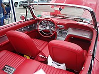 1961 Ford Thunderbird convertible interior with "Swing-Away" steering wheel