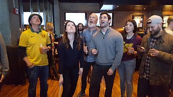 Celebrants playing two-up at the Australia Day Celebration Boston, Massachusetts.