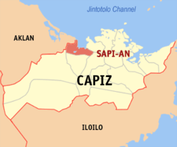 Map of Capiz with Sapian highlighted