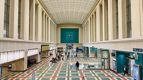 Ticket hall of Brussels' North Station (1952–1956)