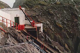 The top of a funicular railway for transporting materials from the boat landing up to the lighthouse