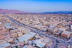 Part of old Ataq city with some modern buildings.