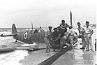 Eine im Palästinakrieg über Tel Aviv abgeschossene ägyptische Spitfire (Bild vom 15. Mai 1948). KW 20 (ab 13. Mai 2018)